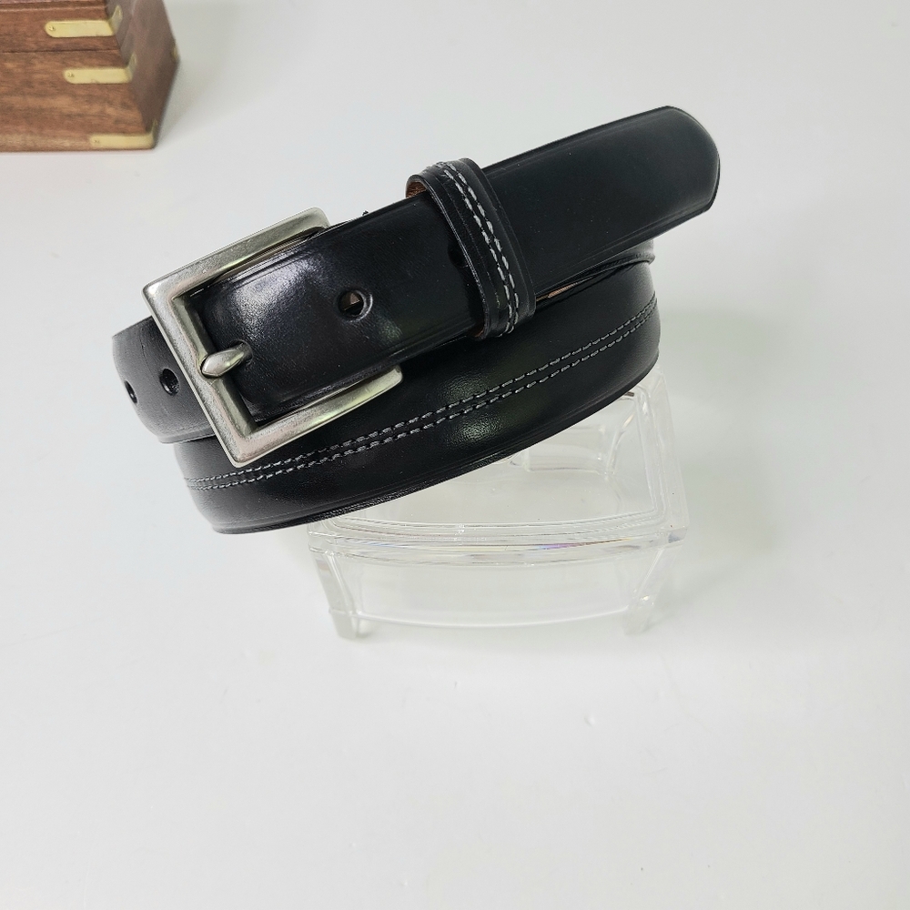 Coach Black Stitch Detail Made in Italy Genuine Leather Belt